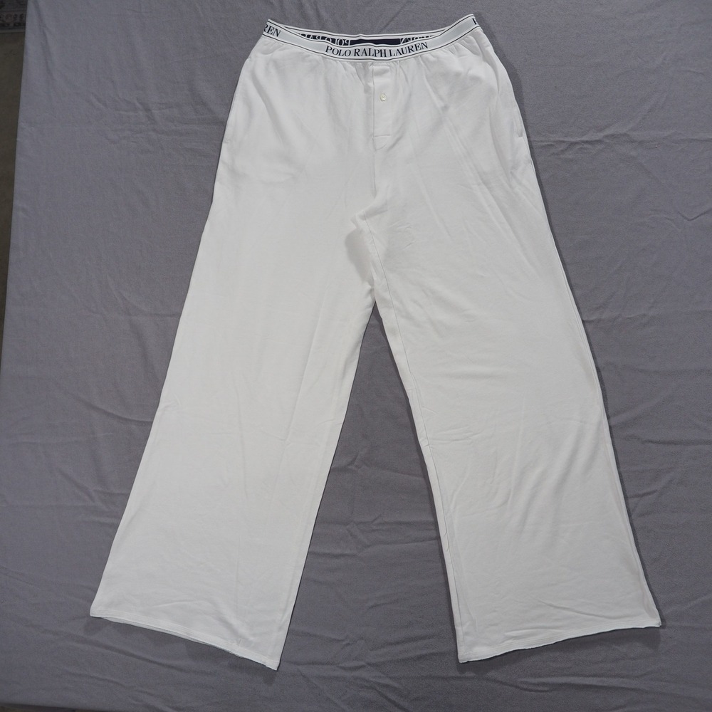 Polo Ralph Lauren Lounge Pants Mens Medium White Terry Cloth Pajama Elastic